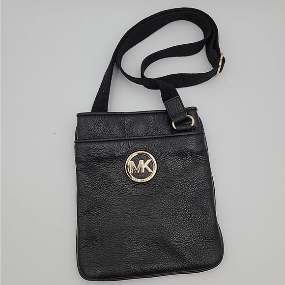 Michael Kors Handbags - Michael Kors Black Crossbody‎ Bag with Gold Logo